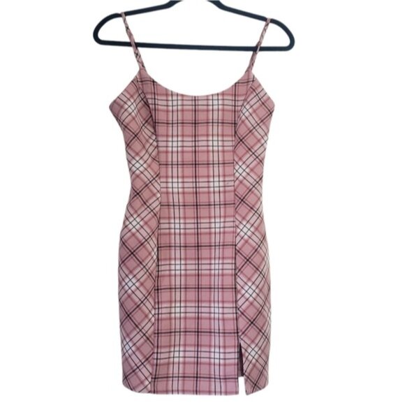 Forever 21 Dresses & Skirts - Forever 21 Pink Plaid Preppy Mini Dress‎ Size S Summer Light Academia Party